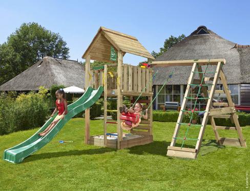 Jungle Cabin | Puidust ronimisraam kiige & ronimisvõrguga