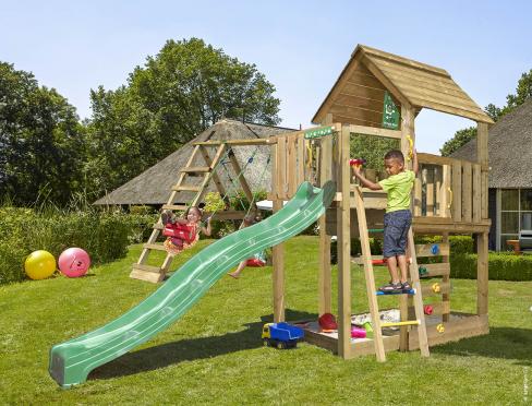 Jungle Cubby | Puidust ronimisraam kiikedega & ronimisvõrguga