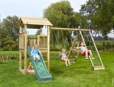 Jungle Casa | Puidust ronimisraam kiikedega & ronimisvõrguga
