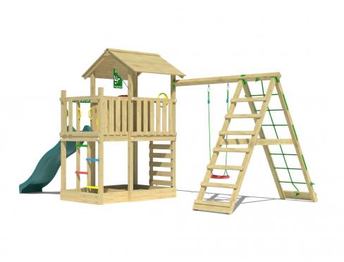 Jungle Chateau | Puidust ronimisraam kiige & ronimisvõrguga